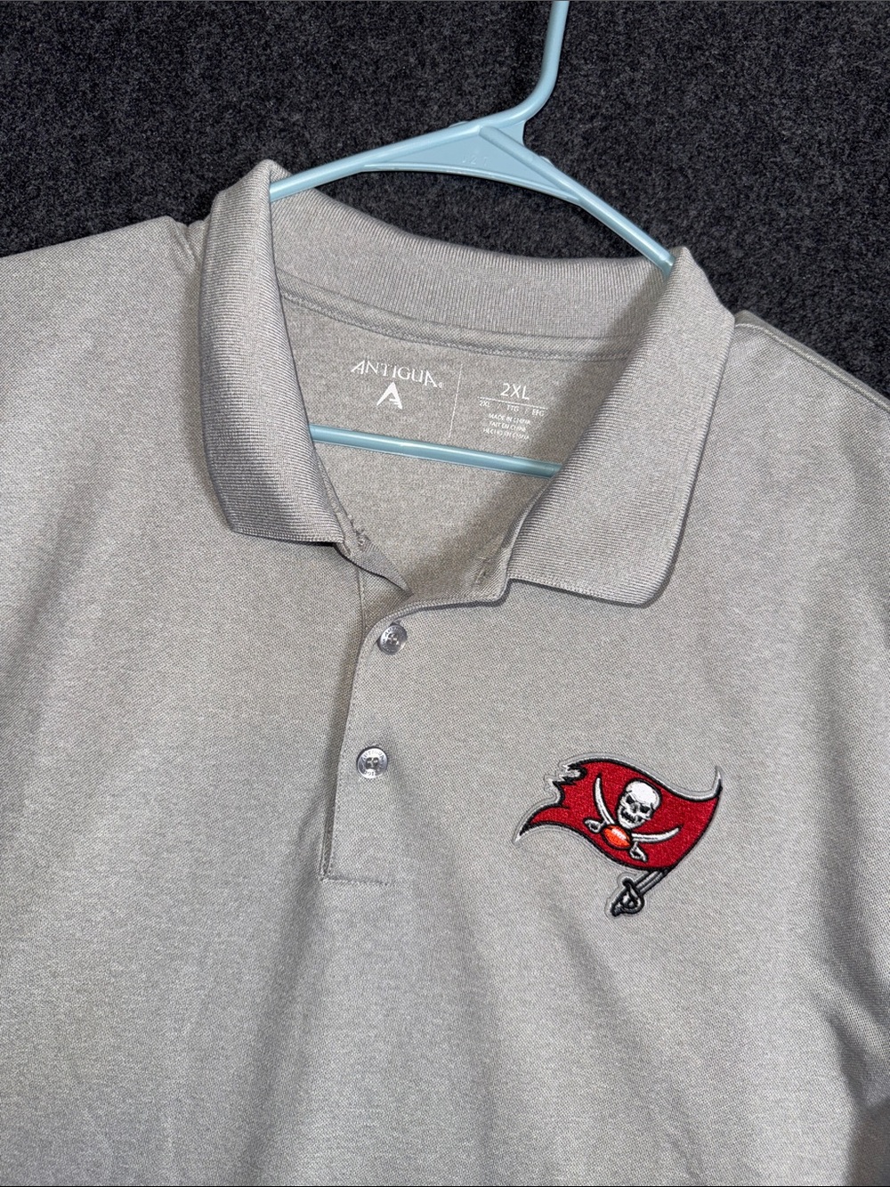 Antigua Tampa Bay Buccaneers Polo Shirt Mens 2XL‎ Gray Short Sleeve NFL Football